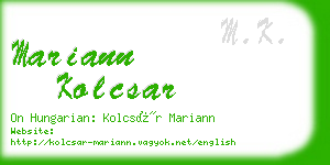 mariann kolcsar business card